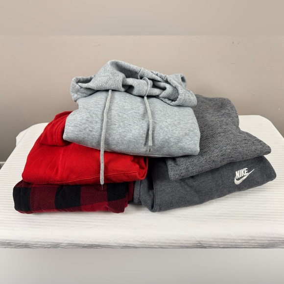 Bundle set men’s small sweatshirts thermal Nike sweats pajamas red black gray - Picture 1 of 16